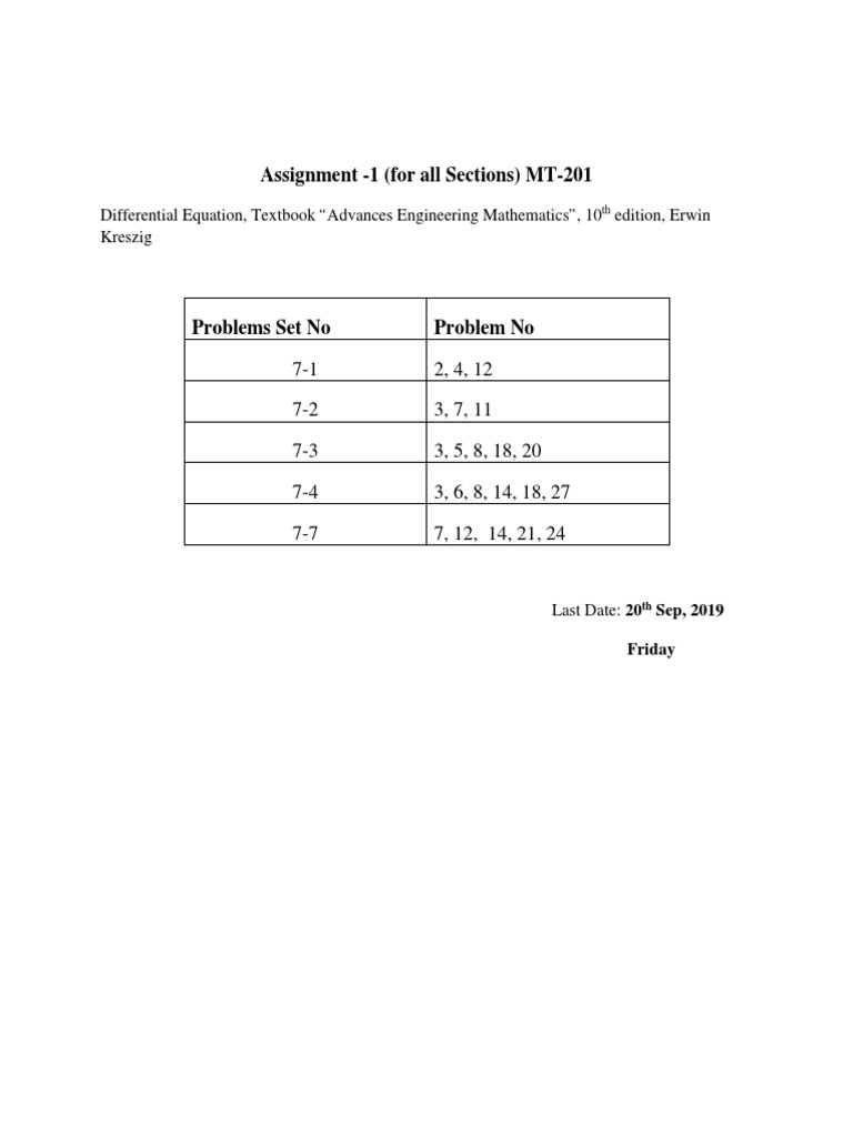 Assignment - 1 (For All Sections) MT-201 | PDF