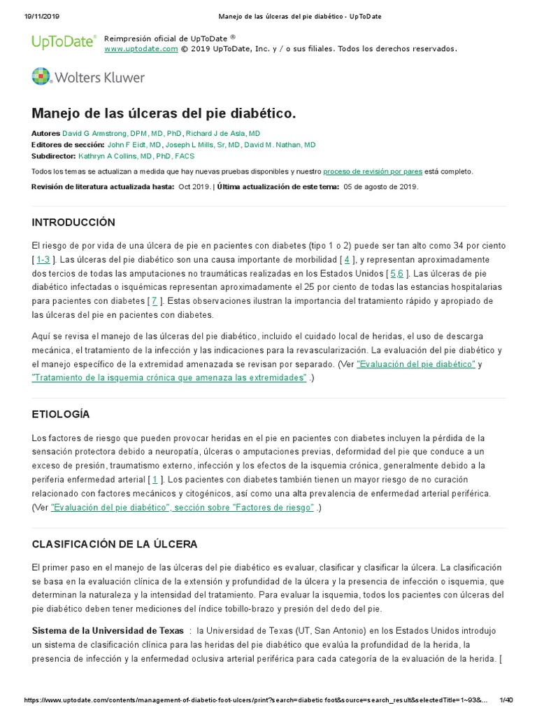 Manejo de Las Úlceras Del Pie Diabético UpToDate PDF Diabetes