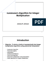 Karatsuba's Algorithm For Integer Multiplication: Jeremy R. Johnson