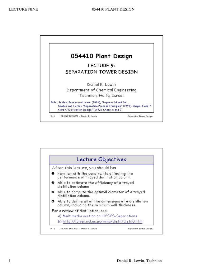 Separation Tower Design PDF | PDF | Drop (Liquid) | Distillation