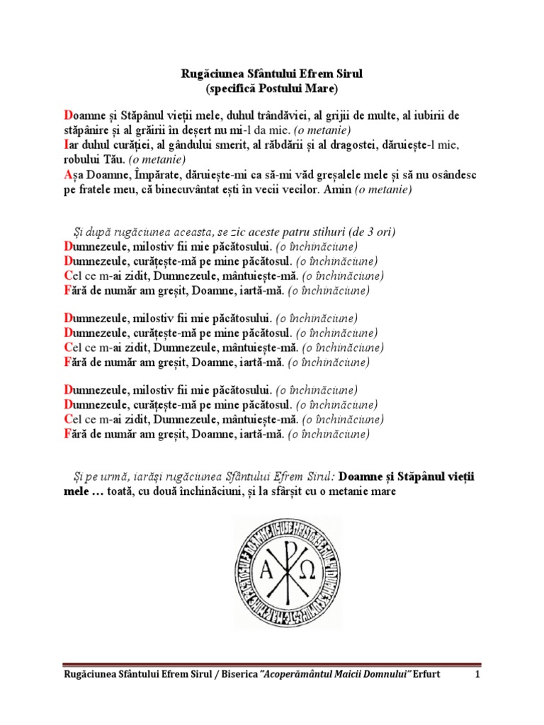 Rugaciunea SF Efrem Sirul PDF