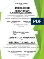 Certificate of Appreciation: PCPT Bonifacio U. Lucerna