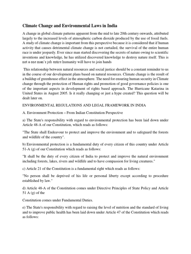 Climate Change Laws in India | PDF | Global Warming | Climate Change