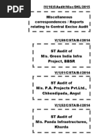 Miscellaneous Correspondences / Reports Relating To Central Excise Audit