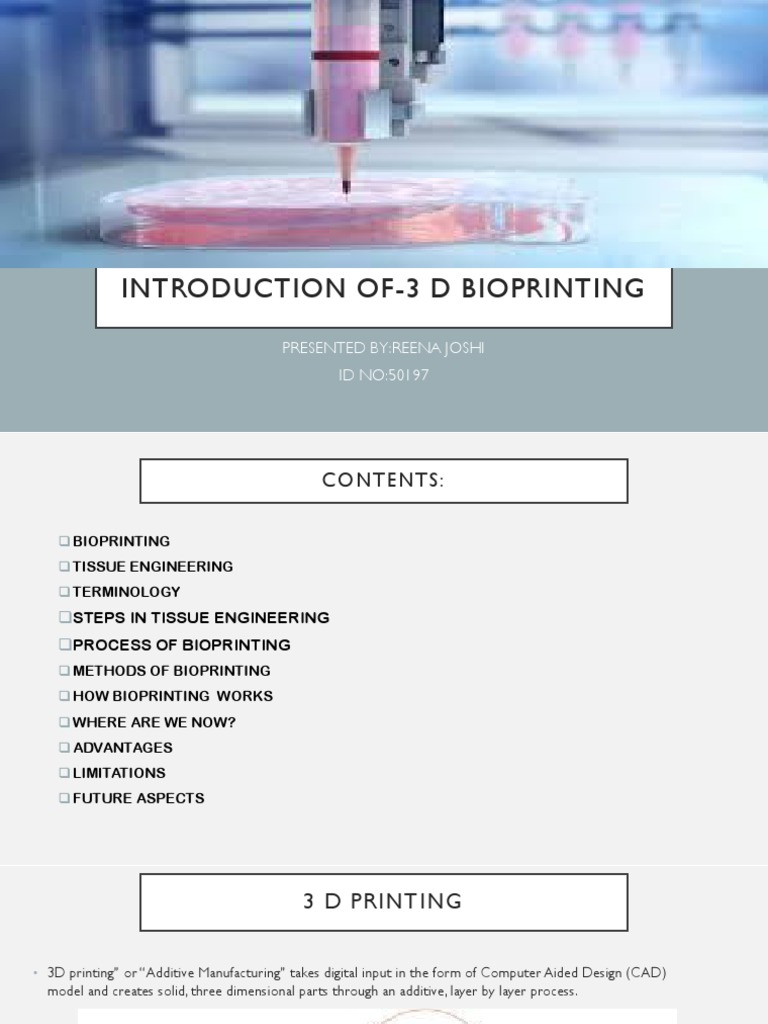 Introduction to 3D Bioprinting | PDF | Tissue Engineering | 3 D Printing