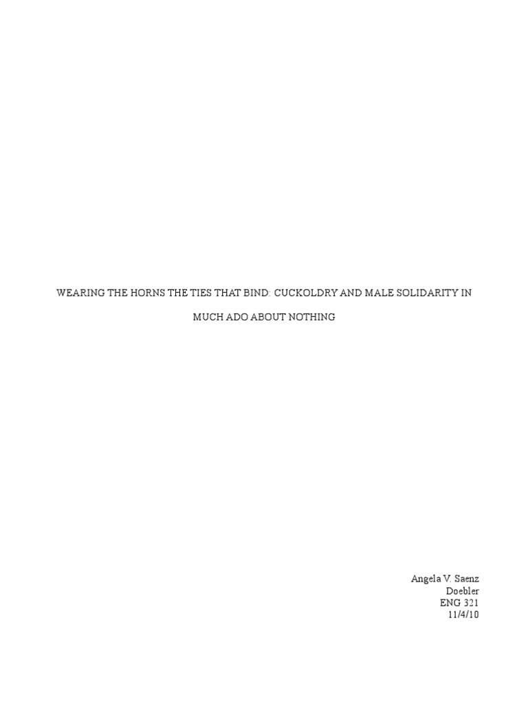 Wearing The Horns The Ties That Bind Cuckoldry and Male Solidarity in