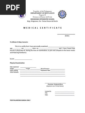 Medical Certificate