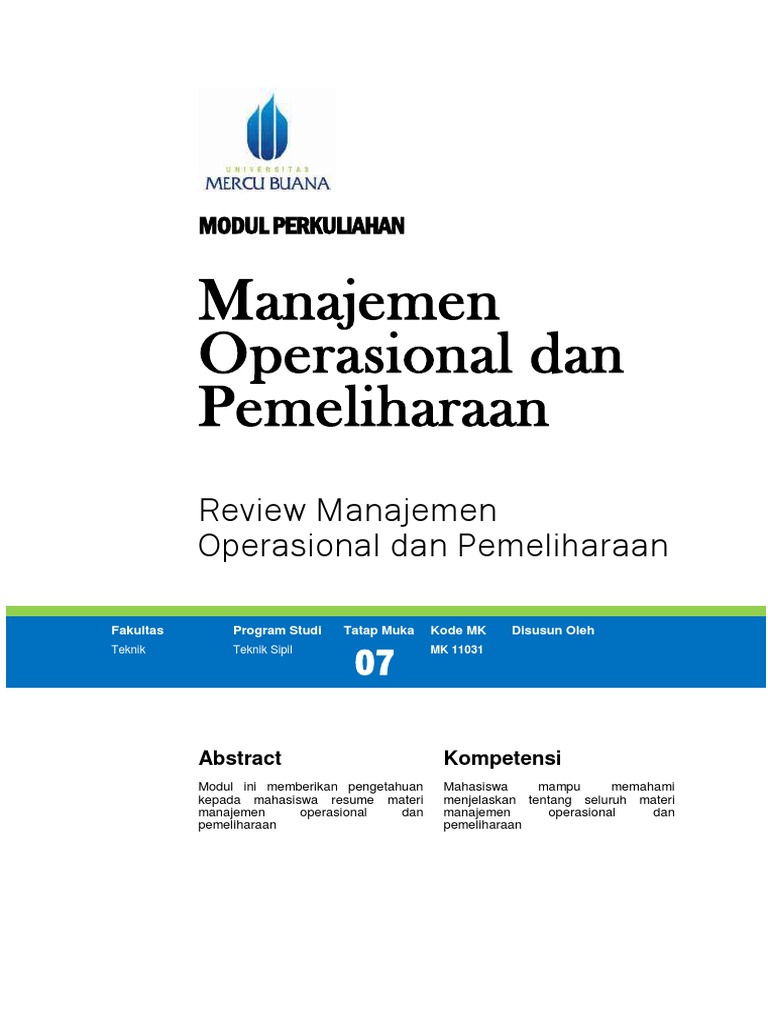 Modul Manajemen Operasional Pemeliharaan Pdf