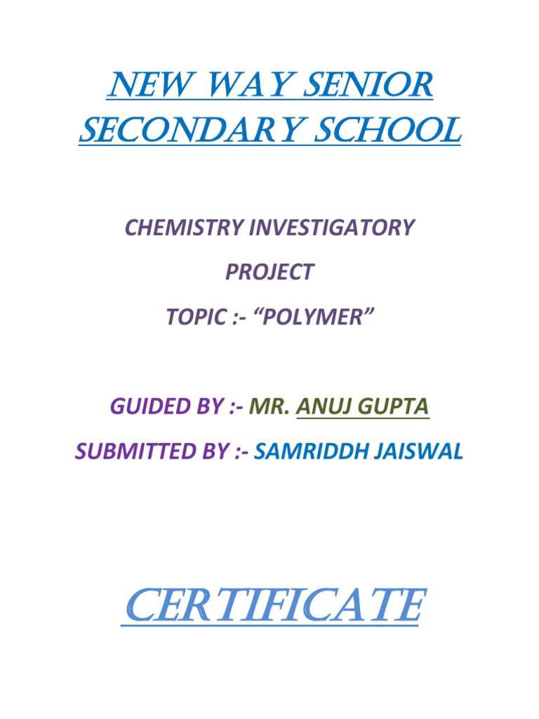 Chemistry Project on Polymers | PDF | Polymerization | Polymers