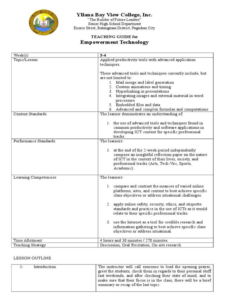 Empowerment Technology Teaching Guide | PDF | World Wide Web | Internet ...
