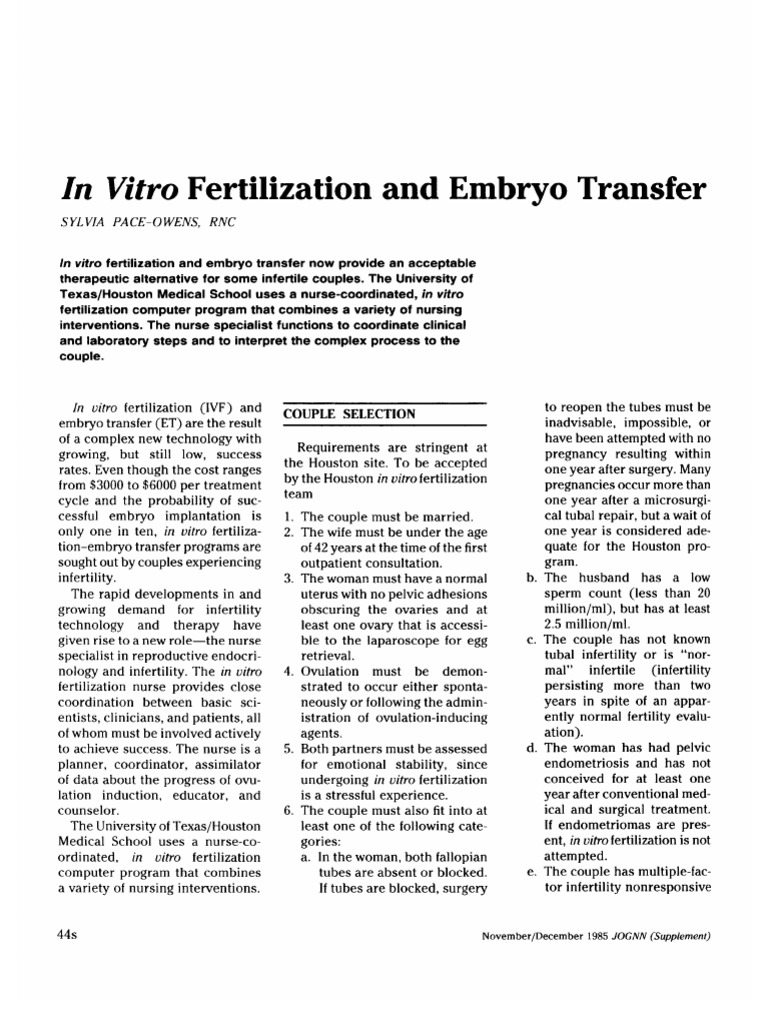 Acupuncture in IVF: A Critical Review | PDF | Infertility | In Vitro ...