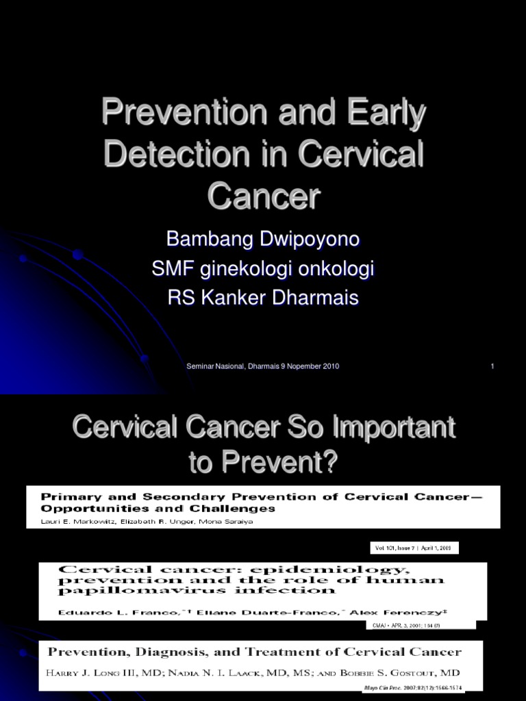 Prevention and Early Detection in Cervical Cancer | PDF | Cervical ...