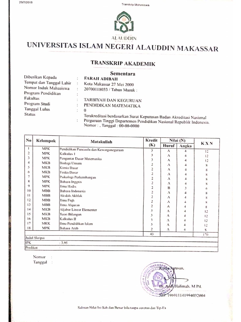 Transkrip Akademik: Rekam Jejak Prestasi Studi