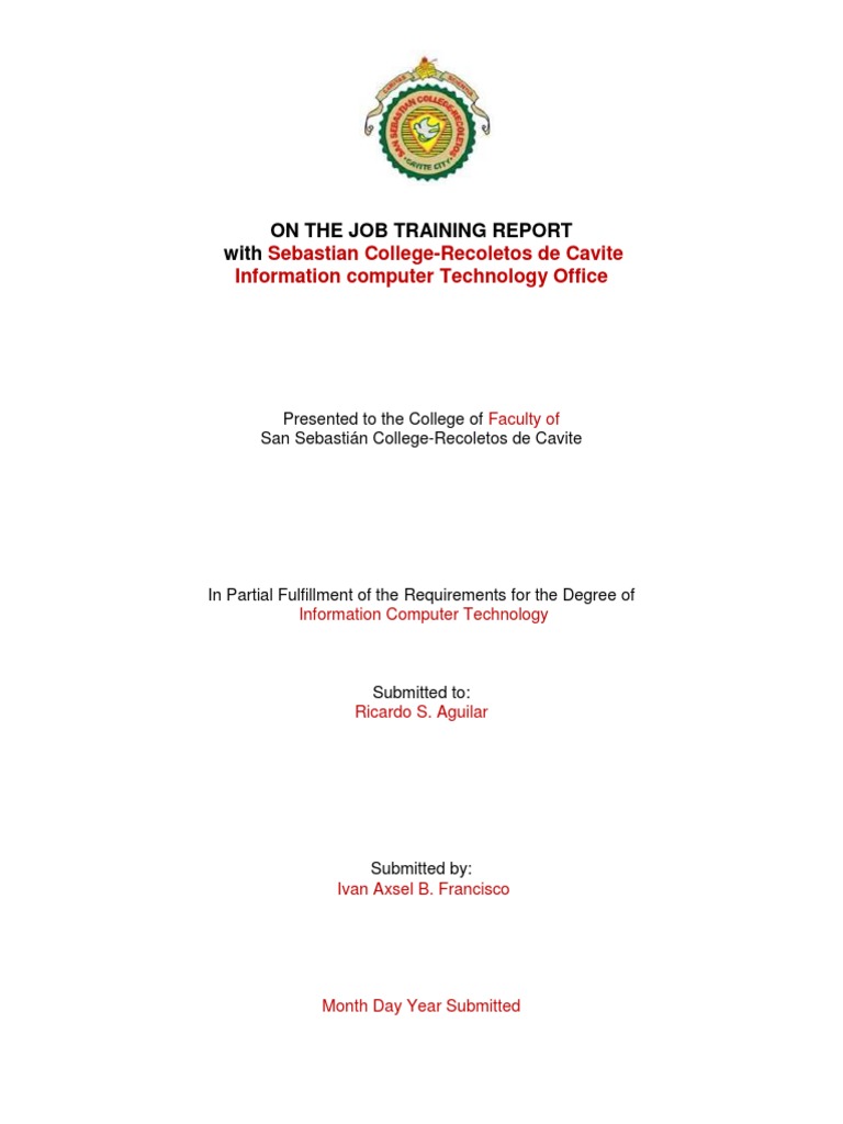On The Job Training Report | PDF | College | Preschool