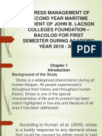 Stress Management of Second Year Maritime Student of John B. Lacson Colleges Foundation - Bacolod For First Semester During Academic YEAR 2019 - 2020