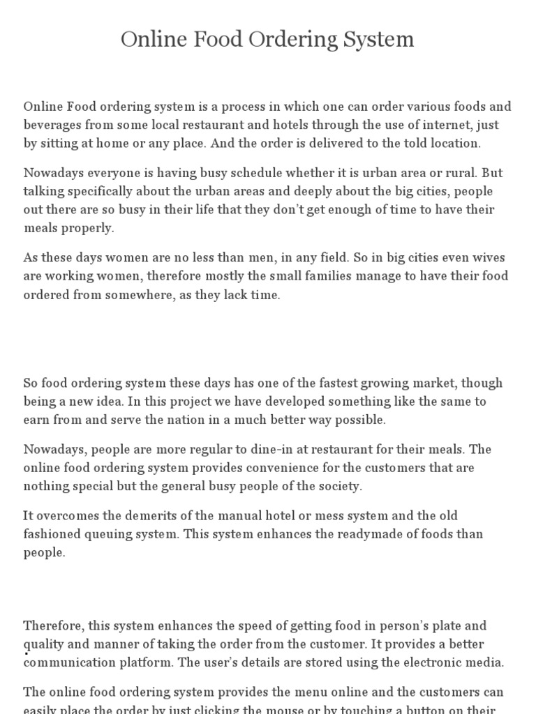 Online Food Ordering System PDF Restaurants Foods