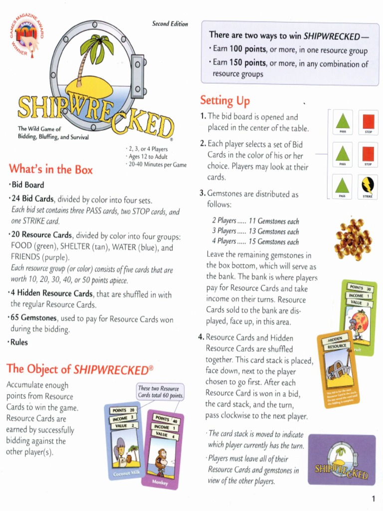 Shipwrecked Rules PDF