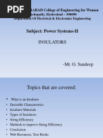 Subject: Power Systems-II: Insulators