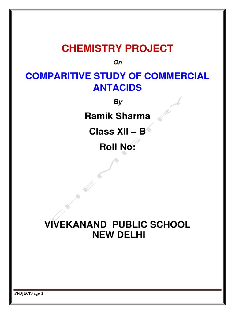 Chemistry Project Comparitive Study of Commercial Antacids PDF