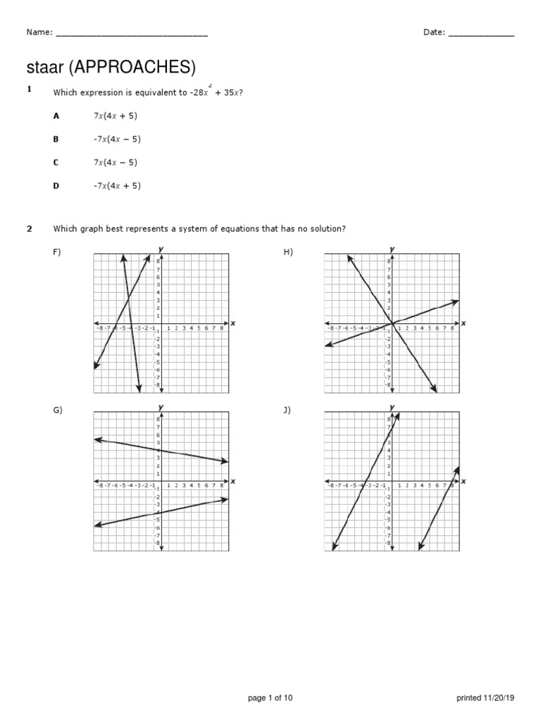 Staar (APPROACHES) : 1 A B C D | PDF | Cartesian Coordinate System ...