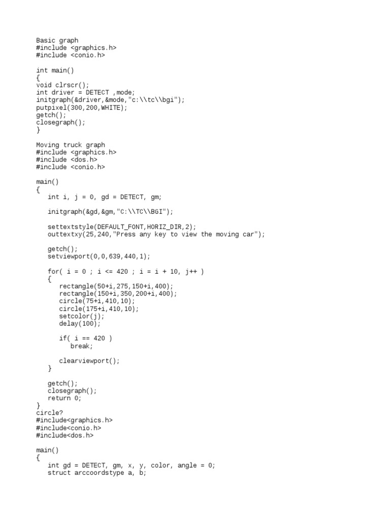 Example C Program Graphics | PDF