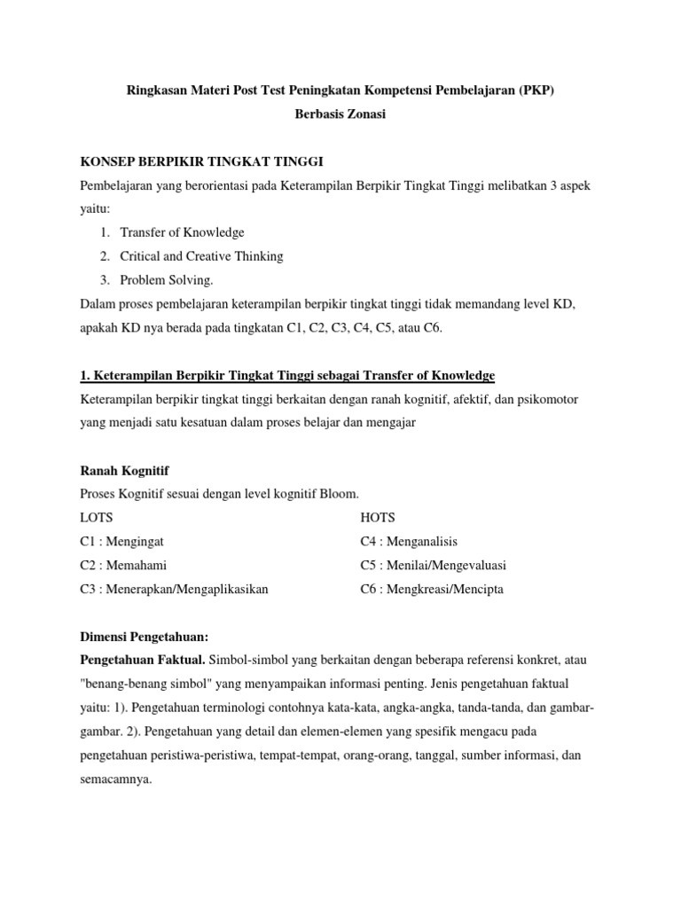 Contoh Soal Post Test Pkp Berbasis Zonasi