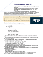 Calculation of Uncertainty in A Result