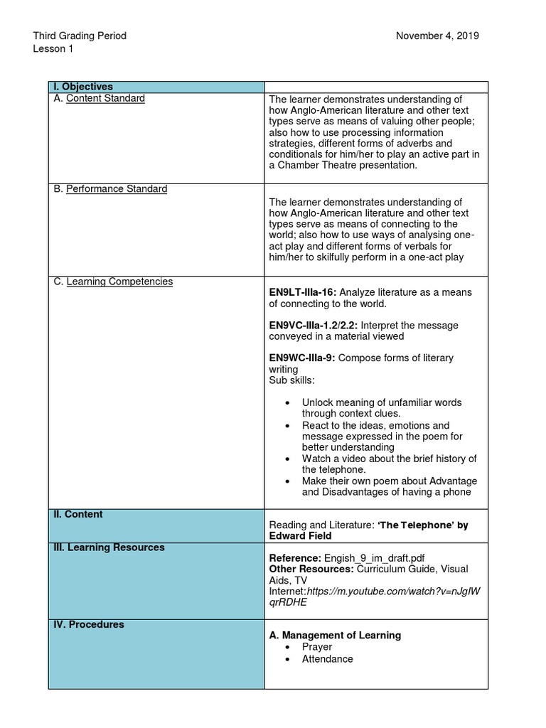The Telephone by Edward Field Telephone Learning
