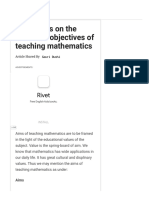 Brief Notes On The Aims and Objectives of Teaching Mathematics