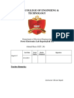 Sharif College of Engineeng & Technology: Power Electronics Lab Reports (Fall'19)