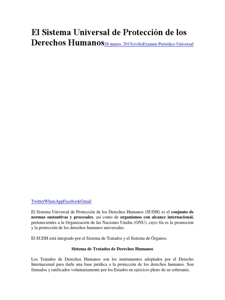 Sistema Universal de Protección de Derechos Humanos | PDF | Naciones ...