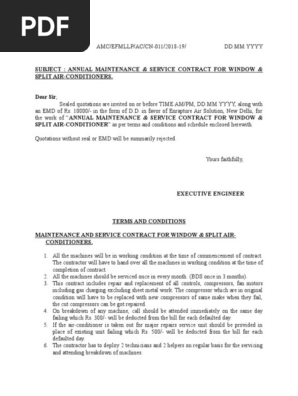 Amc For Window &amp; Split Ac Sample | PDF | Air Conditioning | Government