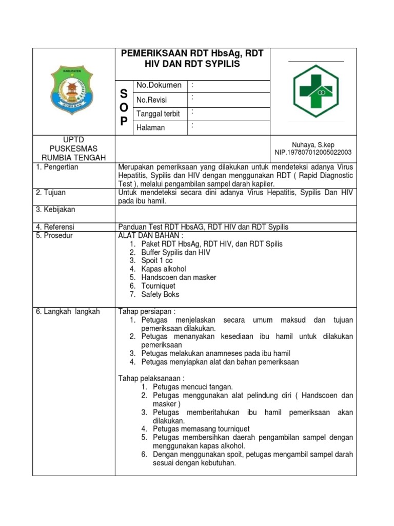 Prosedur RDT untuk Ibu Hamil | PDF | Pengembangan Diri | Sains & Matematika