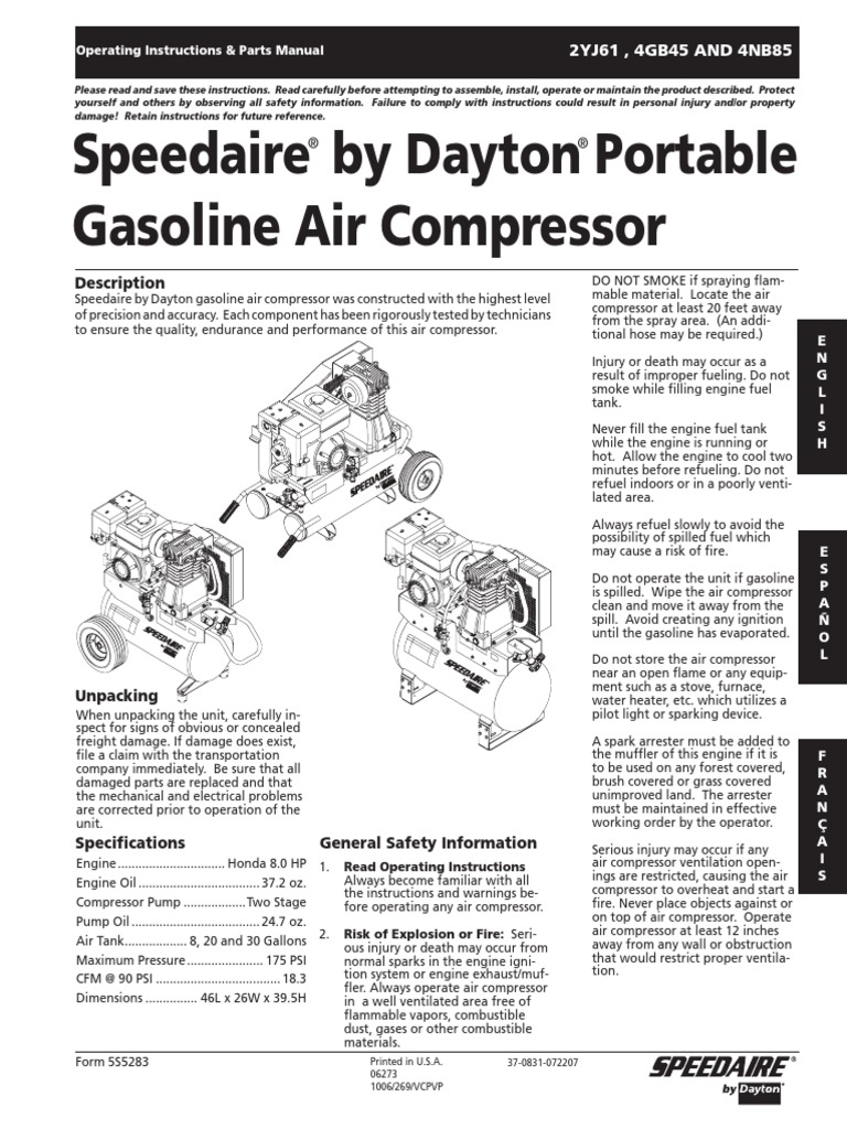 SpeedAire Manual | PDF | Motor Oil | Valve