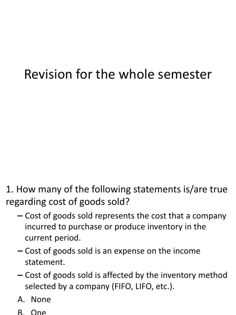 Cost of Goods Sold and Inventory Methods | PDF | Cost Of Goods Sold ...