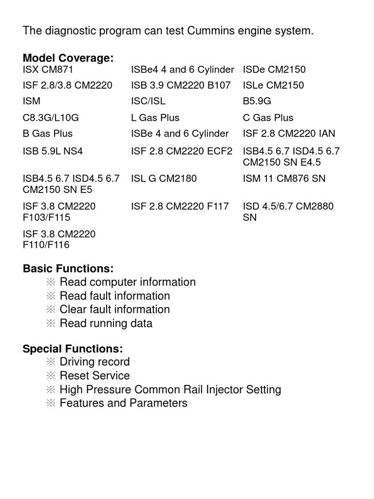 An Overview of the Diagnostic Capabilities of a Cummins Engine System ...