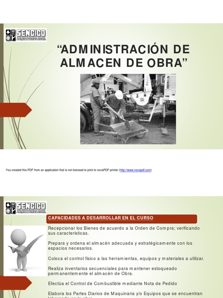 Almacenamiento y Control en Obras | PDF | Almacén | Máquina elevadora