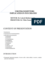 Neurotransmitters Implicated in Psychiatry: MENTOR-Dr. Lokesh Shekhawat Sir. PRESENTOR - Dr. Vibha Tomar