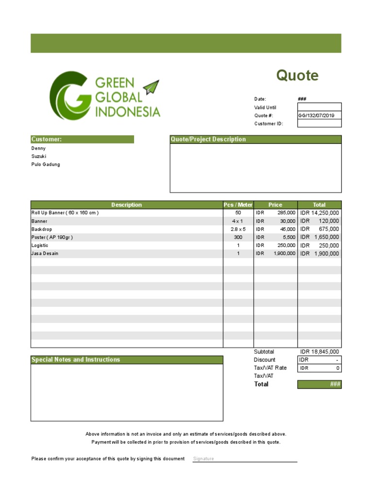 Quote for Suzuki Pulo Gadung Services | PDF | Government Finances ...