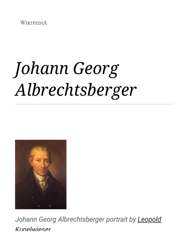 Johann Georg Albrechtsberger - Wikipedia | PDF | Classical Music ...