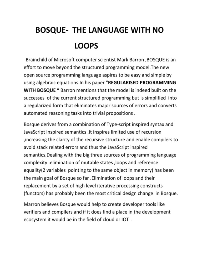 Loops: Bosque-The Language With No | PDF | Art | Computers