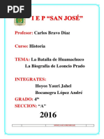 Batalla de Huamachuco y Biografia de Leoncio Prado