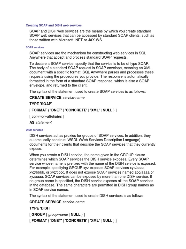 SOAP & DISH Web Services Guide | PDF | Soap | Web Service