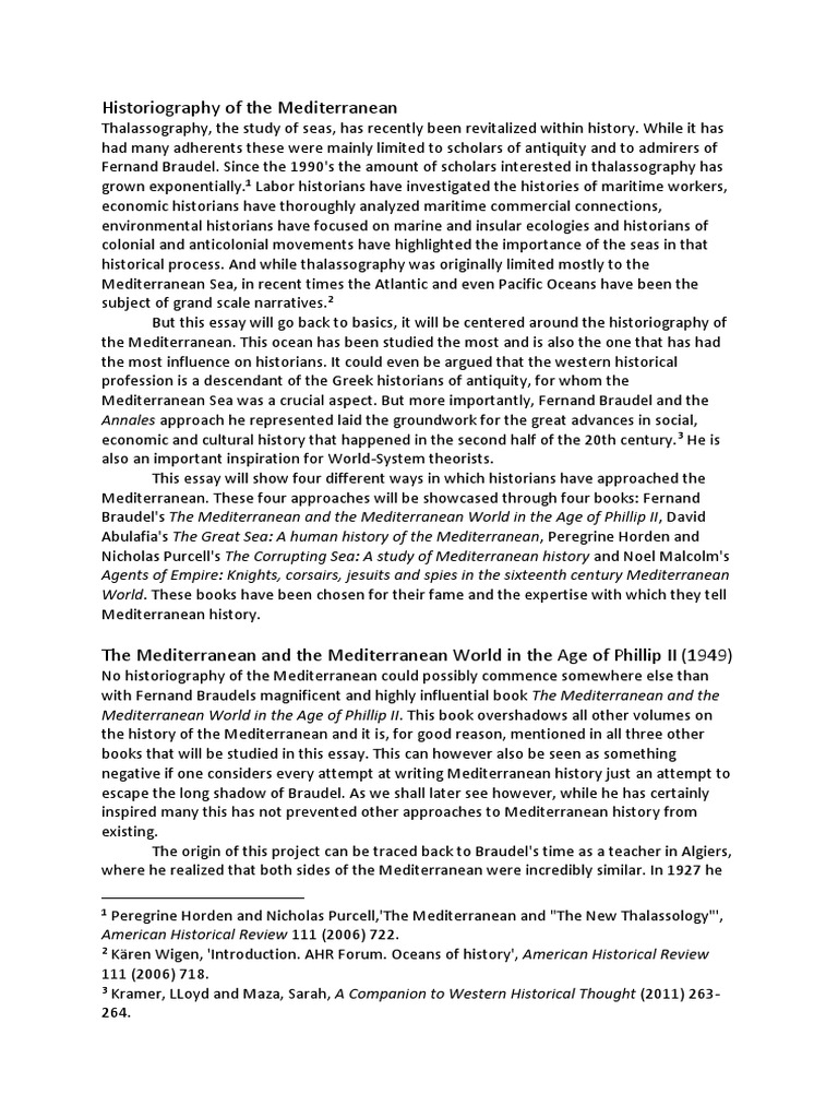 Historiography of The Mediterranean PDF Mediterranean Sea Europe