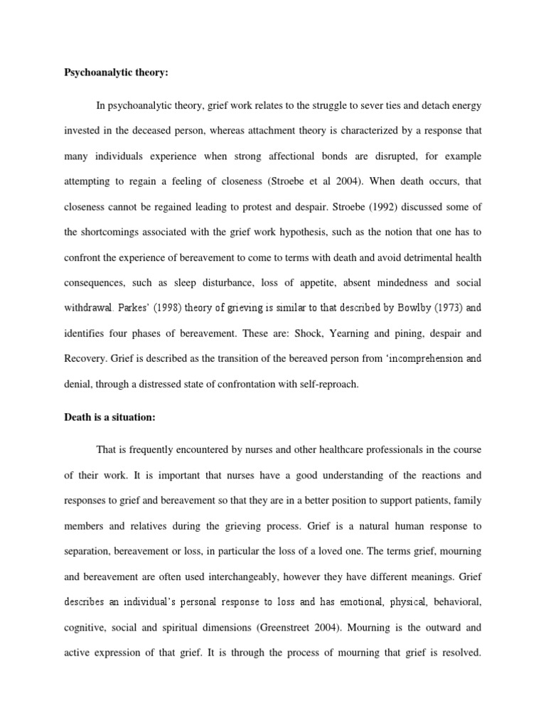 Bowlby's Grief Theory Explained | PDF | Grief | Attachment Theory