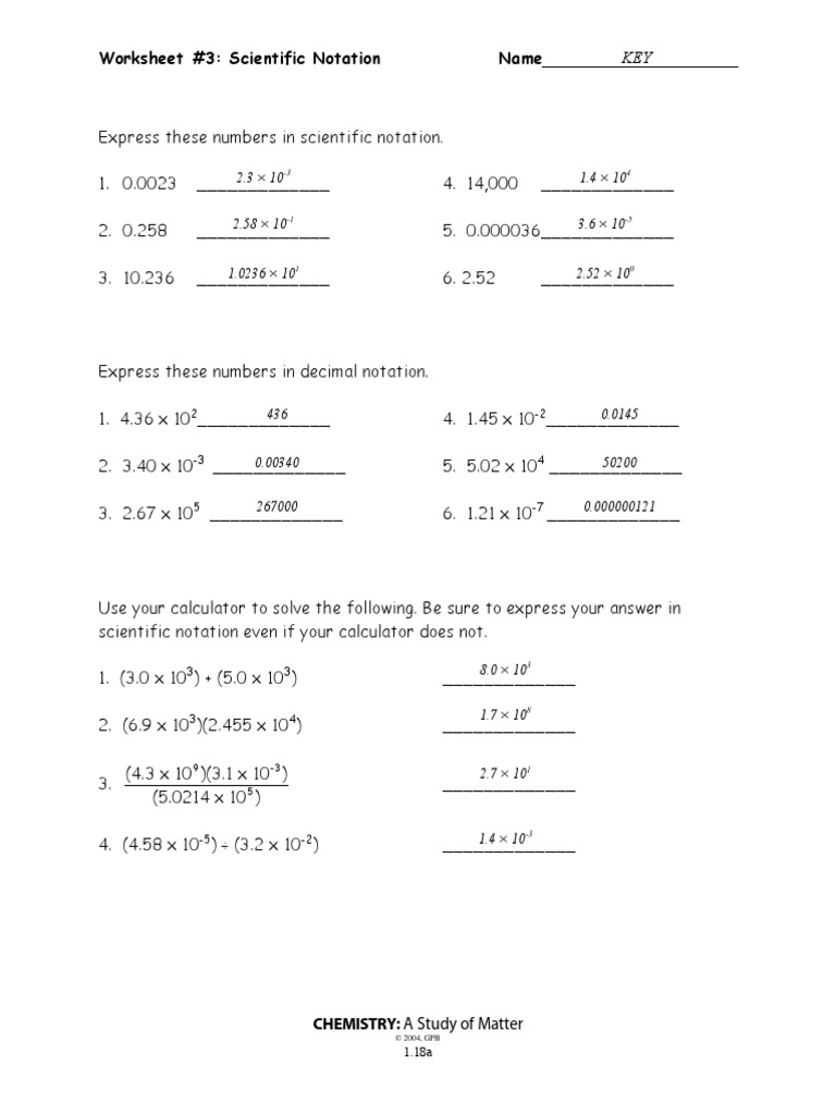 20-208a-Scientific Notation WKST 20-Key  PDF  Mathematical Notation Pertaining To Scientific Notation Worksheet Answer Key