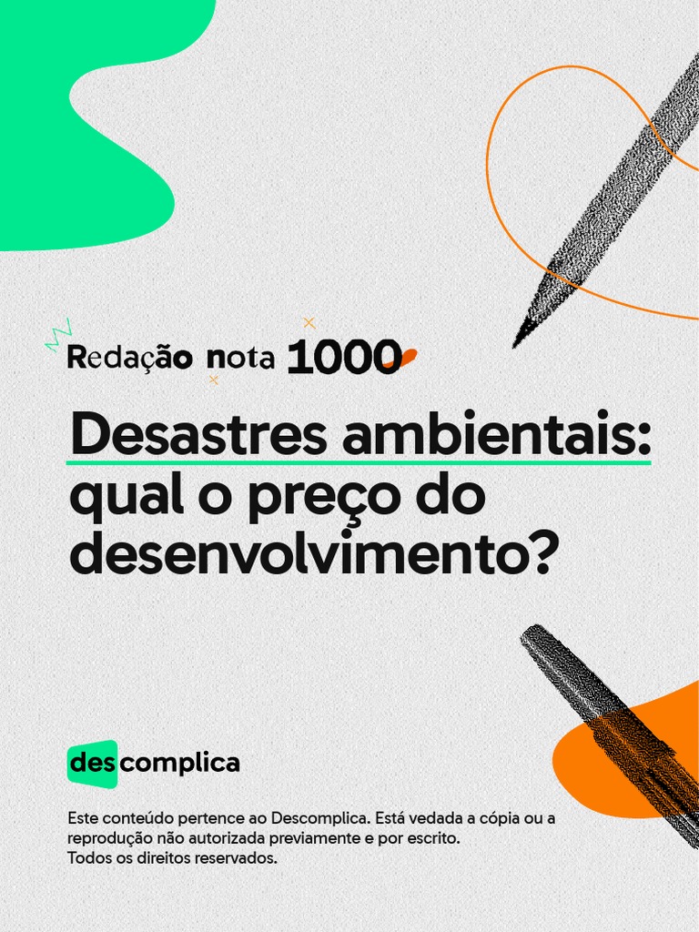 Redação Desastres Ambientais Qual O Preço Do Desenvolvimento