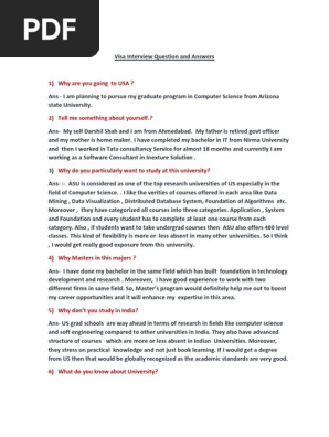 Visa Interview Question and Answers | PDF | Arizona State 