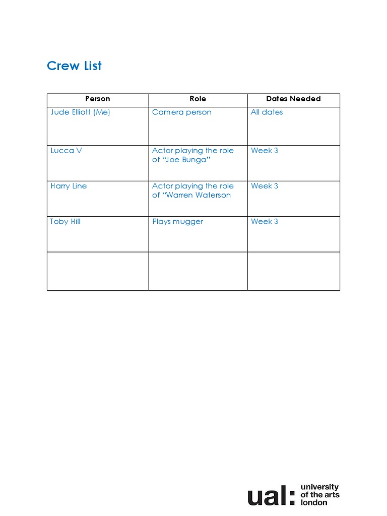 Crew List 3 | PDF | Art