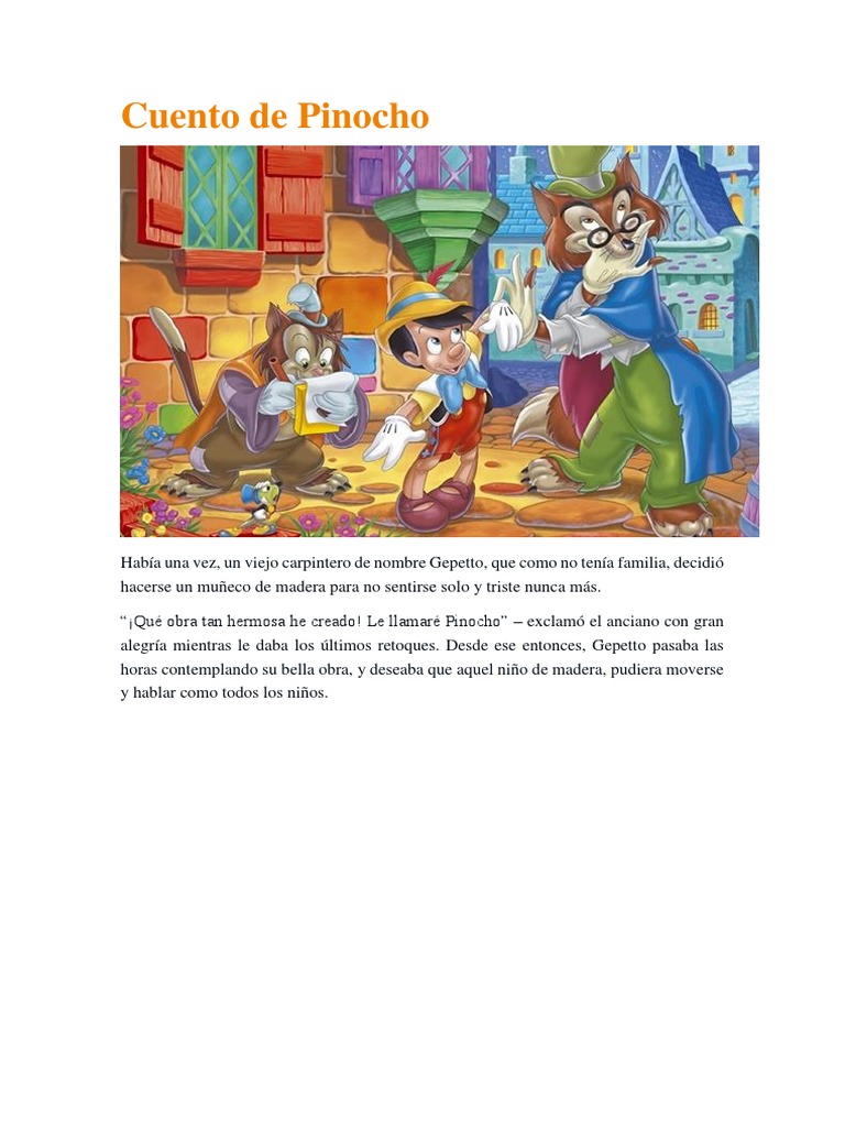 Cuento de Pinocho Pinocho